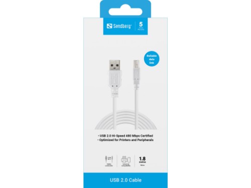 Sandberg USB 2.0 A-B Cable 1.8 m