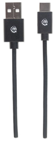 Manhattan USB-C to USB-A Cable, 3m, Male to Male, 480 Mbps (USB 2.0), Hi-Speed USB, Black, Lifetime Warranty