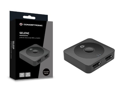 Conceptronic SELENE01B 2-Port Bi-Directional HDMI 2.0 Switch, 4K60Hz