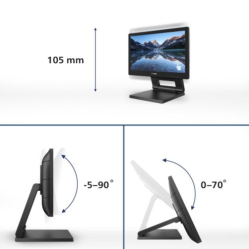 Philips 162B9T/00 computer monitor 39.6 cm (15.6") 1366 x 768 pixels HD LCD Touchscreen Black