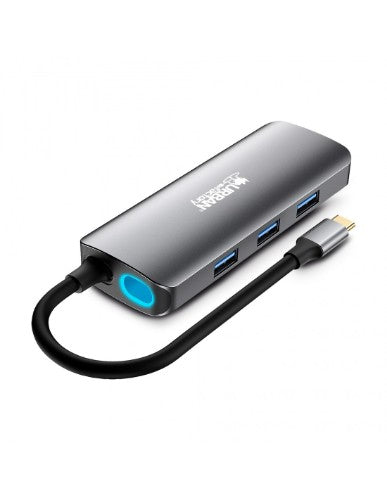 Urban Factory HUBEE 8 IN 1 : HUB USB-C WITH 3 USB-A / 1 HDMI 4K / 1 RJ45 / 2 CARD READERS AND 1 USB-C 100W PD