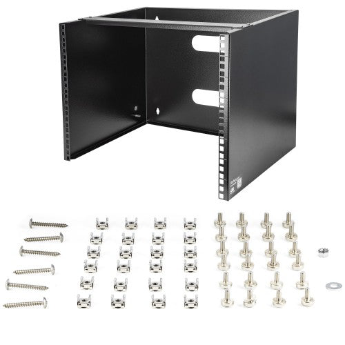 StarTech.com 8U Wall Mount Network Rack - 14 Inch Deep (Low Profile) - 19" Patch Panel Bracket for Shallow Server and IT Equipment, Network Switches - 80lbs/36kg Weight Capacity, Black