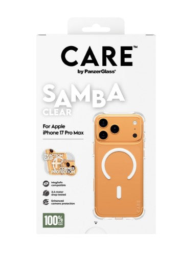 PanzerGlass CARE by ® Fashionable Case Samba Transparent w. White MagSafe iPhone 17 Pro Max