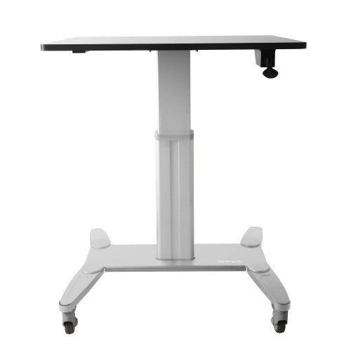 StarTech.com Mobile Standing Desk - Portable Sit Stand Ergonomic Height Adjustable Cart on Wheels - Rolling Computer/Laptop Workstation Table with Locking One-Touch Lift for Teacher/Student