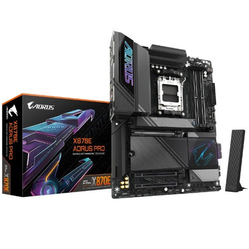 GIGABYTE X870E AORUS PRO Motherboard - Supports AMD Ryzen 9000 CPUs, 16+2+2 Phases Digital VRM, up to 8000MHz DDR5 (OC), 3xPCIe 5.0 + 1xPCIe 4.0,Wi-Fi 7, 2.5GbE LAN, USB 4