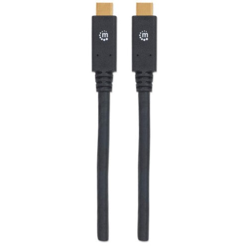 Manhattan USB-C to USB-C Cable, 2m, Male to Male, Black, 5 Gbps (USB 3.2 Gen1 aka USB 3.0), 3A (fast charging), SuperSpeed USB, Lifetime Warranty, Equivalent to USB315CC2M