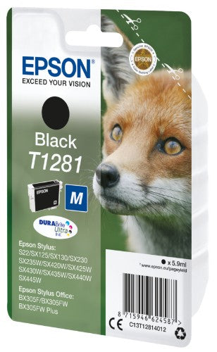 Epson C13T12814012/T1281 Ink cartridge black, 170 pages 5,9ml for Epson Stylus S 22/SX 235 W/SX 420/SX 430 W