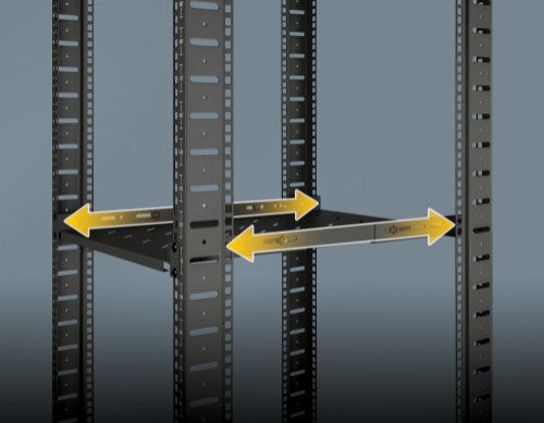 Intellinet 19" Fixed Shelf (adjustable), 1U, 350mm shelf depth, 350 to 550mm adjustable rail depth, Max 20kg, Black, Lifetime warranty