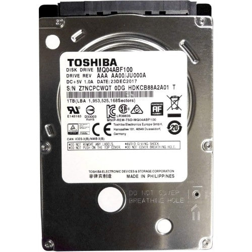 Toshiba MQ04ABF100 internal hard drive 1 TB 5400 RPM 128 MB 2.5" Serial ATA III