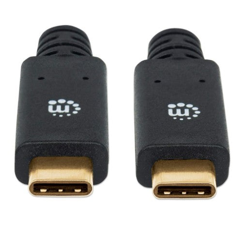 Manhattan USB-C to USB-C Cable, 2m, Male to Male, Black, 5 Gbps (USB 3.2 Gen1 aka USB 3.0), 3A (fast charging), SuperSpeed USB, Lifetime Warranty, Equivalent to USB315CC2M