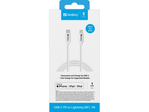 Sandberg USB-C PD to Lightning MFI, 1M