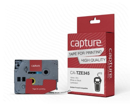 Capture CA-TZE345 label-making tape White on black