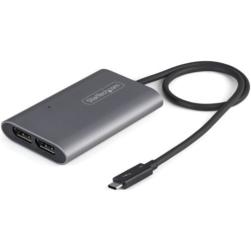 StarTech.com Thunderbolt to Dual DisplayPort Adapter DP 1.4, Dual 4K 60Hz or Single 8K/5K Thunderbolt to DP Converter, 2x DisplayPort Monitor Video Display Adapter - Mac & Windows