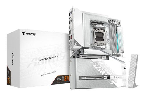 GIGABYTE X870 AORUS STEALTH ICE Motherboard - Supports AMD Ryzen 9000 CPUs, 16+2+2 Phases Digital VRM, up to 8200Hz DDR5 (OC), 2xPCIe 5.0 + 2xPCIe 4.0, Wi-Fi 7, 5 GbE LAN, USB 4