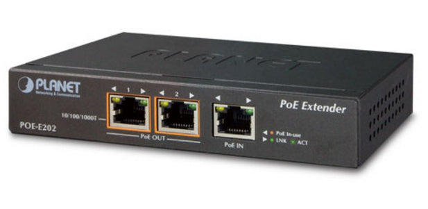 PLANET POE-E202 network extender Network transmitter & receiver Black 10, 100, 1000 Mbit/s