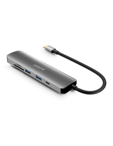 Urban Factory HUBEE 6 IN 1 : HUB USB-C WITH 2 USB-A / 1 HDMI 4K / 2 CARD READERS AND 1 USB-C 100W PD