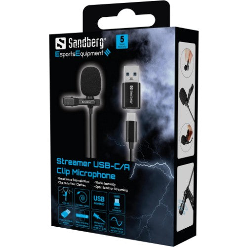 Sandberg Streamer USB Clip Microphone