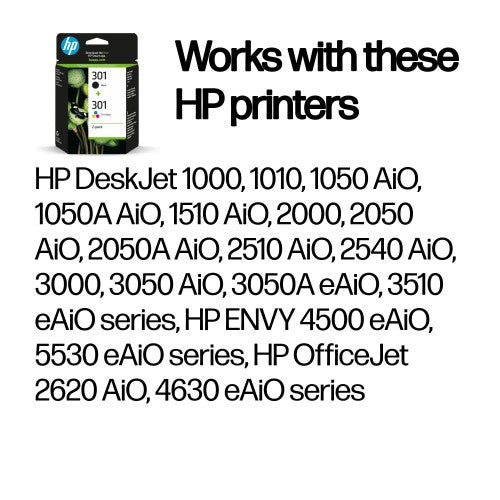 HP N9J72AE/301 Printhead cartridge multi pack black + color 170pg + 150pg Pack=2 for HP DeskJet 1000/1010/Envy 5530/OfficeJet 4630