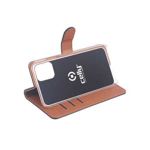 Celly Wally mobile phone case 15.5 cm (6.1") Folio Black, Brown
