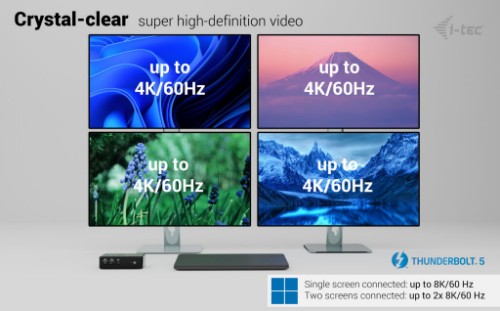 i-tec Thunderbolt5 Quattro Display Docking Station, 5x USB, 2.5 GLAN + Power Delivery 140W