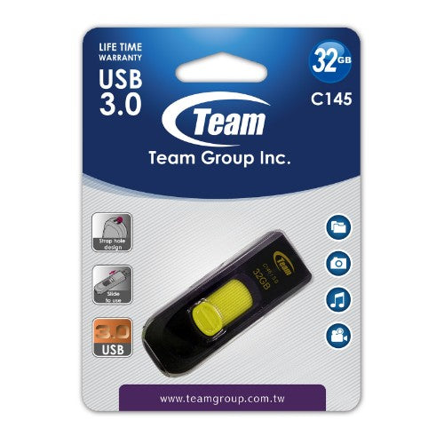 Team Group C145 USB flash drive 32 GB USB Type-A 3.2 Gen 1 (3.1 Gen 1) Black, Yellow