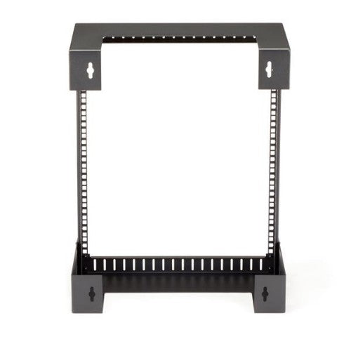 StarTech.com 12U 19" Wall Mount Network Rack - 12" Deep 2 Post Open Frame Server Room Rack for Data/AV/IT/Computer Equipment/Patch Panel with Cage Nuts & Screws 200lb Capacity, Black (RK12WALLO)