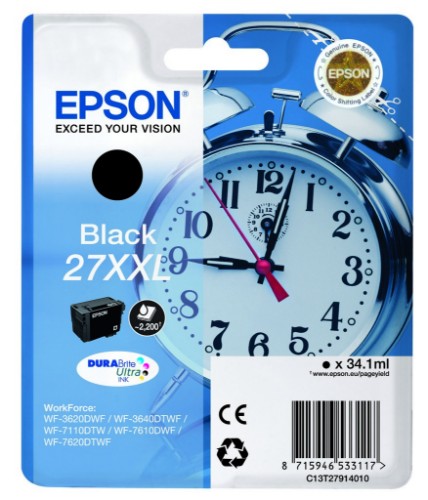 Epson C13T27914010/27XXL Ink cartridge black extra High-Capacity, 2.2K pages 34.1ml for Epson WF 3620