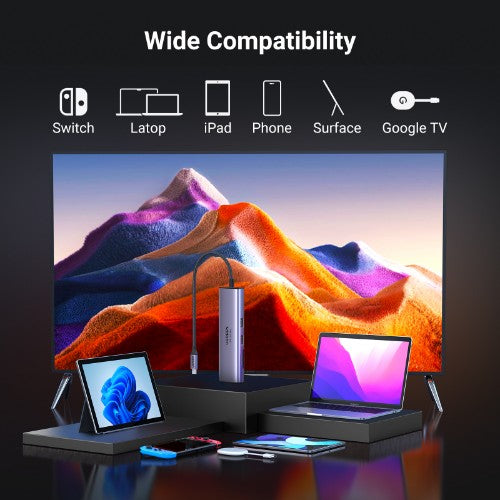 Ugreen 60515 USB-C Hub 2*USB3.0+HDMI+RJ45+SD&TF +PD port Converter