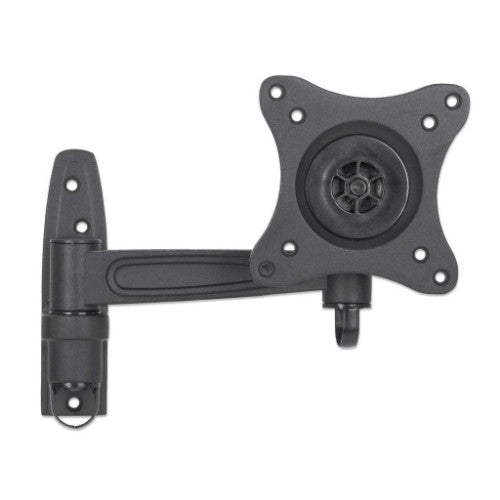 Manhattan Wall Mount for TV & Monitors (Tilt and Swivel 2 pivots), For screens 13" to 27", VESA compatability: 75x75mm and 100x100mm - check the dimensions of the four mounting holes on back of screen to ensure it fits, Max 15kg, Black, Bracket
