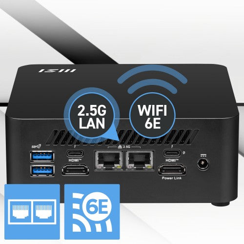 MSI Cubi NUC 1M Intel Core 7 150U (14th Gen) Barebone, NUC, SFF, Mini Computer, HTPC, (NO RAM, NO Storage, NO OS), Intel Graphics/DDR5/Dual ThunderBolt 4/Dual HDMI/Dual LAN/WiFi 6E/BT 5.3/VESA