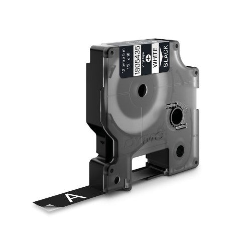 Dymo 1805435 Ribbon Vinyl white on black 12mmx5,5m for Dymo Rhino 6-12mm/19mm/24mm