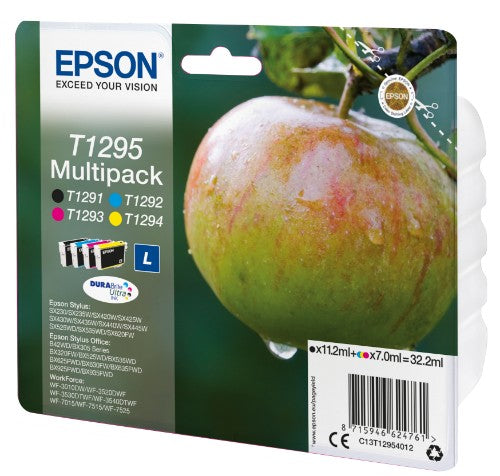 Epson C13T12954012/T1295 Ink cartridge multi pack Bk,C,M,Y 11,2 ml + 3x7 ml Pack=4 for Epson Stylus BX 320/SX 235 W/SX 420/SX 525/WF 3500