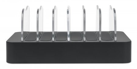 Manhattan Charging Station, 6x USB-A Ports, Outputs: 6x 2.4A, Smart IC, LED Indicator Lights, Black, Three Year Warranty