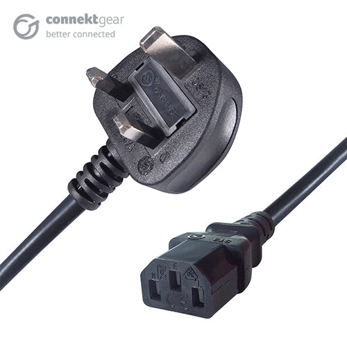 connektgear 0.5m UK Mains Power Cable UK Plug to C13 Socket