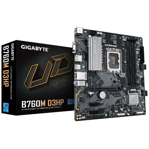 GIGABYTE B760M D3HP Motherboard - Intel Core 14th Gen CPUs, 4+1+1 Phases VRM, up to 5600MHz DDR5, 2xPCIe 4.0 M.2, GbE LAN, USB 3.2 Gen 1