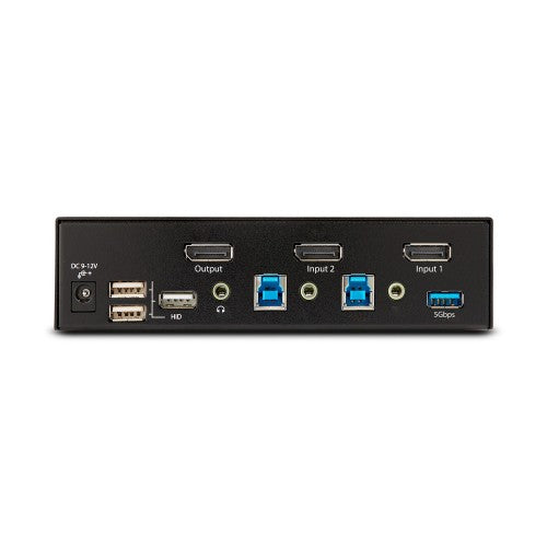 StarTech.com 2-Port DisplayPort KVM Switch, 8K 60Hz / 4K 144Hz, Single Display, DP 1.4, 2x USB 3.0 Ports, 4x USB 2.0 HID Ports, Push-Button & Hotkey Switching, TAA Compliant - OS Independent, Metal Housing