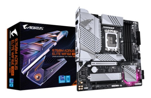 GIGABYTE B760M AORUS ELITE WIFI6E GEN5 Motherboard - Supports 14th Gen. Intel Core CPUs, 12+1+1 phases VRM, up to 5600MHz DDR5, 2xPCIe 4.0 M.2, Wi-Fi 6E, 2.5 GbE LAN, USB 3.2 Gen 2x2