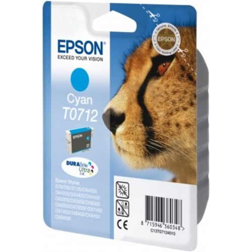 Epson C13T07124012/T0712 Ink cartridge cyan, 345 pages ISO/IEC 19752 5,5ml for Epson Stylus BX 310/600/D 120/D 78/S 20