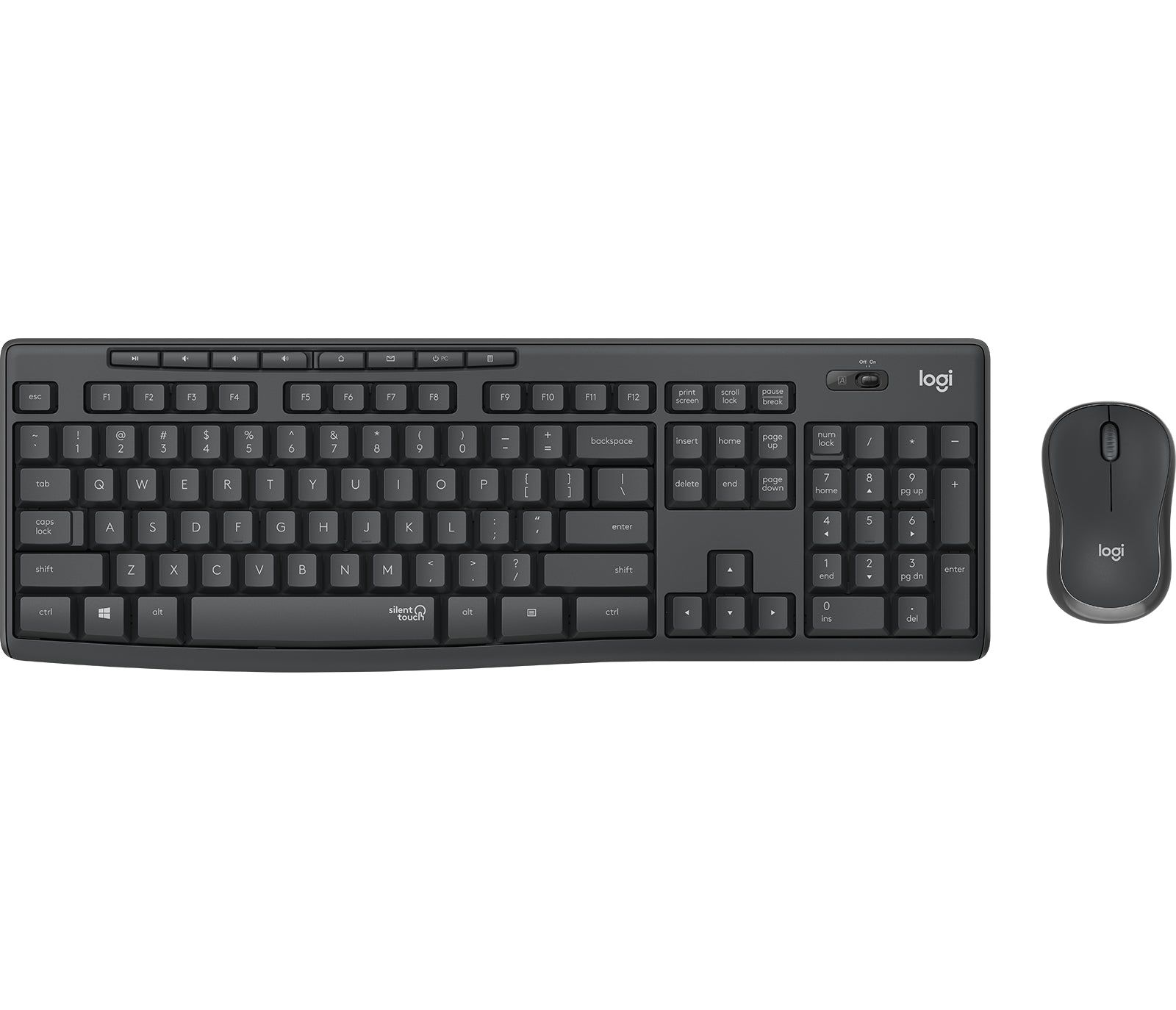 Logitech MK295 Silent Wireless Combo keyboard Mouse included Office USB QWERTZ German Graphite