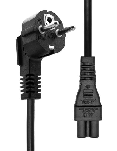 ProXtend Angled Type F (Schuko) to C5 Power Cable, Black 3m