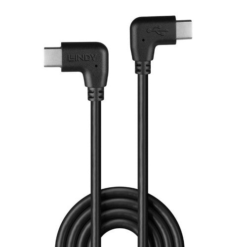 Lindy 0.5m USB 2.0 Right-Angled USB-C to Right-Angled USB-C Cable
