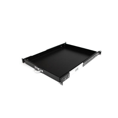 StarTech.com 1U Sliding Server Rack Mount Keyboard Shelf Tray, 55lbs (25Kg), 22in (55cm) Deep Steel Pull Out Drawer for 19" AV, Network Equipment Rack