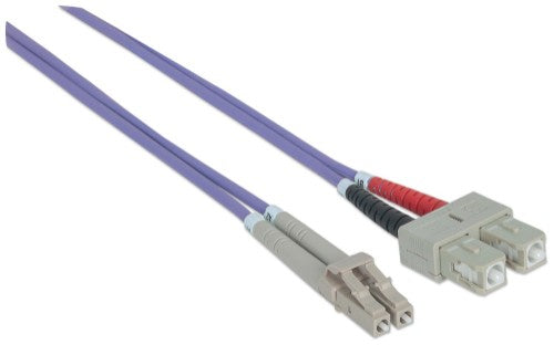 Intellinet Fiber Optic Patch Cable, OM4, LC/SC, 2m, Violet, Duplex, Multimode, 50/125 µm, LSZH, Fibre, Lifetime Warranty
