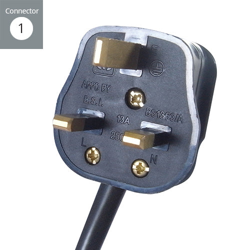 connektgear 3m 6 Way Surge Protected Horizontal Rack Mount Power Extension Block UK Plug to 6 x UK Sockets - Black