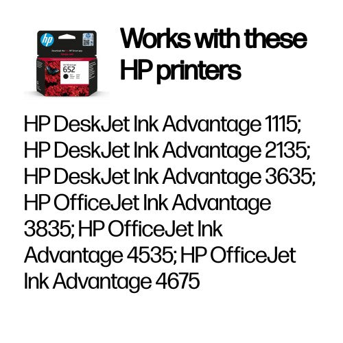 HP F6V25AE/652 Printhead cartridge black, 360 pages for HP DeskJet 3835