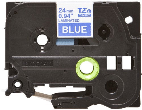 Brother TZE-555 DirectLabel white on blue Laminat 24mm x 8m for Brother P-Touch TZ 3.5-24mm/HSE/36mm/6-24mm/6-36mm