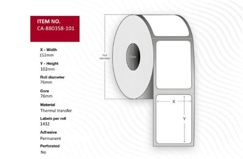 Capture CA-880358-101 printer label White