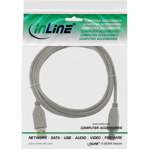 InLine USB 2.0 Cable Type A male / B male beige 3m
