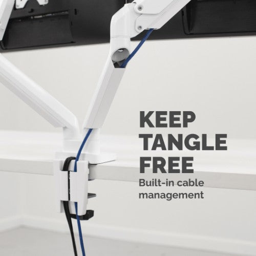 Fellowes Platinum Series Dual Monitor Arm - Monitor Mount for Two 8KG 40 Inch Screens - Adjustable Dual Monitor Desk Mount - Tilt 45° Pan 180° Swivel 360° Rotation 360°, VESA 75 x 75/100 x 100 - White