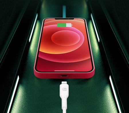 Manhattan USB-C to Lightning Cable, Charge & Sync, 0.5m, White, For Apple iPhone/iPad/iPod, Male to Male, MFi Certified (Apple approval program), 480 Mbps (USB 2.0), Hi-Speed USB, Lifetime Warranty